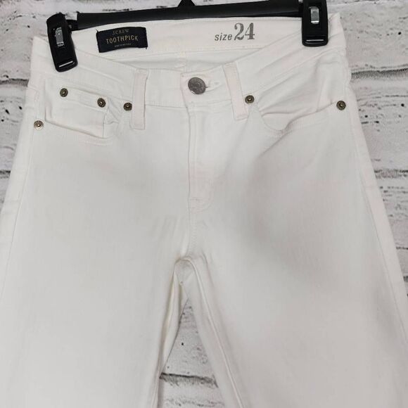 J. Crew Cotton Blend Ankle Toothpick Skinny Denim Jeans White Size 24 - Picture 2 of 11